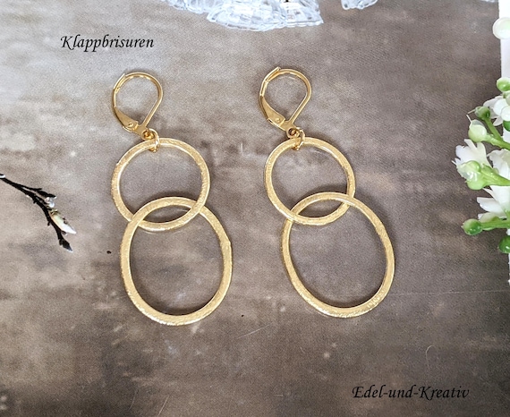 Boucles D'oreilles Or Deux Anneaux - Élégant Et Intemporel