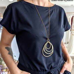 Long chain gold, ball chain stainless steel, spiral matt gold, pendant large rings, XXL necklace, statement chain, long chain for sweater, gift