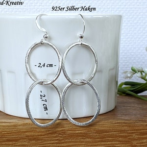 Earrings 2 or 3 rings bubble, 925 silver hooks, silver rings, link earrings, large circles, silver-plated rings, long XL earrings 8 cm, statement image 8