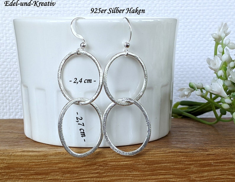 Earrings 2 or 3 rings bubble, 925 silver hooks, silver rings, link earrings, large circles, silver-plated rings, long XL earrings 8 cm, statement image 8