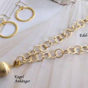 Kette Gold,Ringe matt gebürstete,Collier vergoldet,Statementkette,kurze Goldkette,kleine Goldringe,edle Gliederkette,bubbles,Halskette, NEU Bild 9