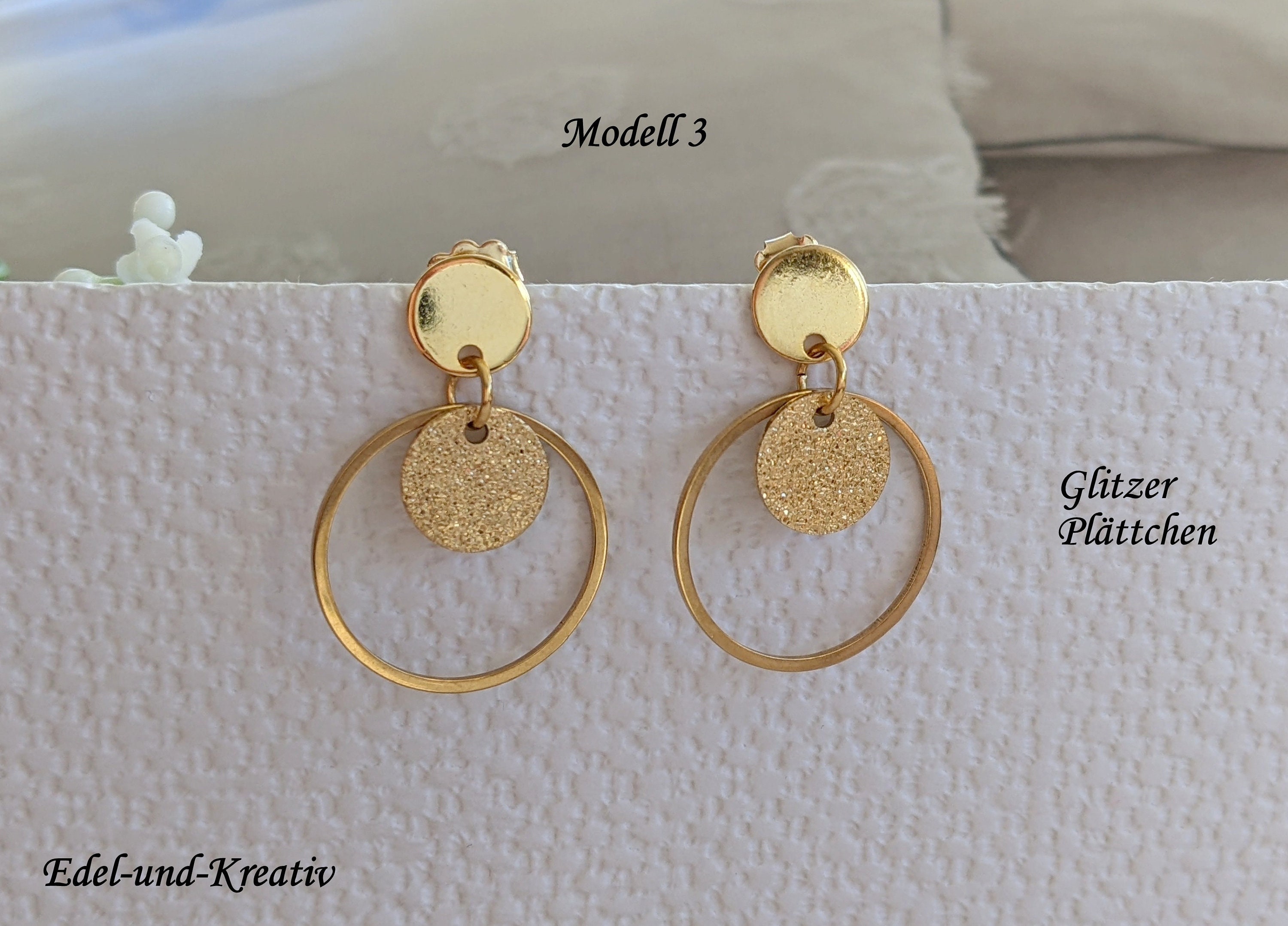 Orecchini Pendenti A Cerchio Placcati Oro 18K – Disco Geometrico Donna, Ipoallergenici, 2x6 Cm