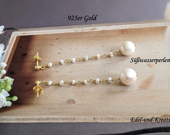 Boucles D'oreilles En Argent 925 Avec Perles Simples Et Plaqué Or - Modèle 2022 - Neuf Avec étiquettes