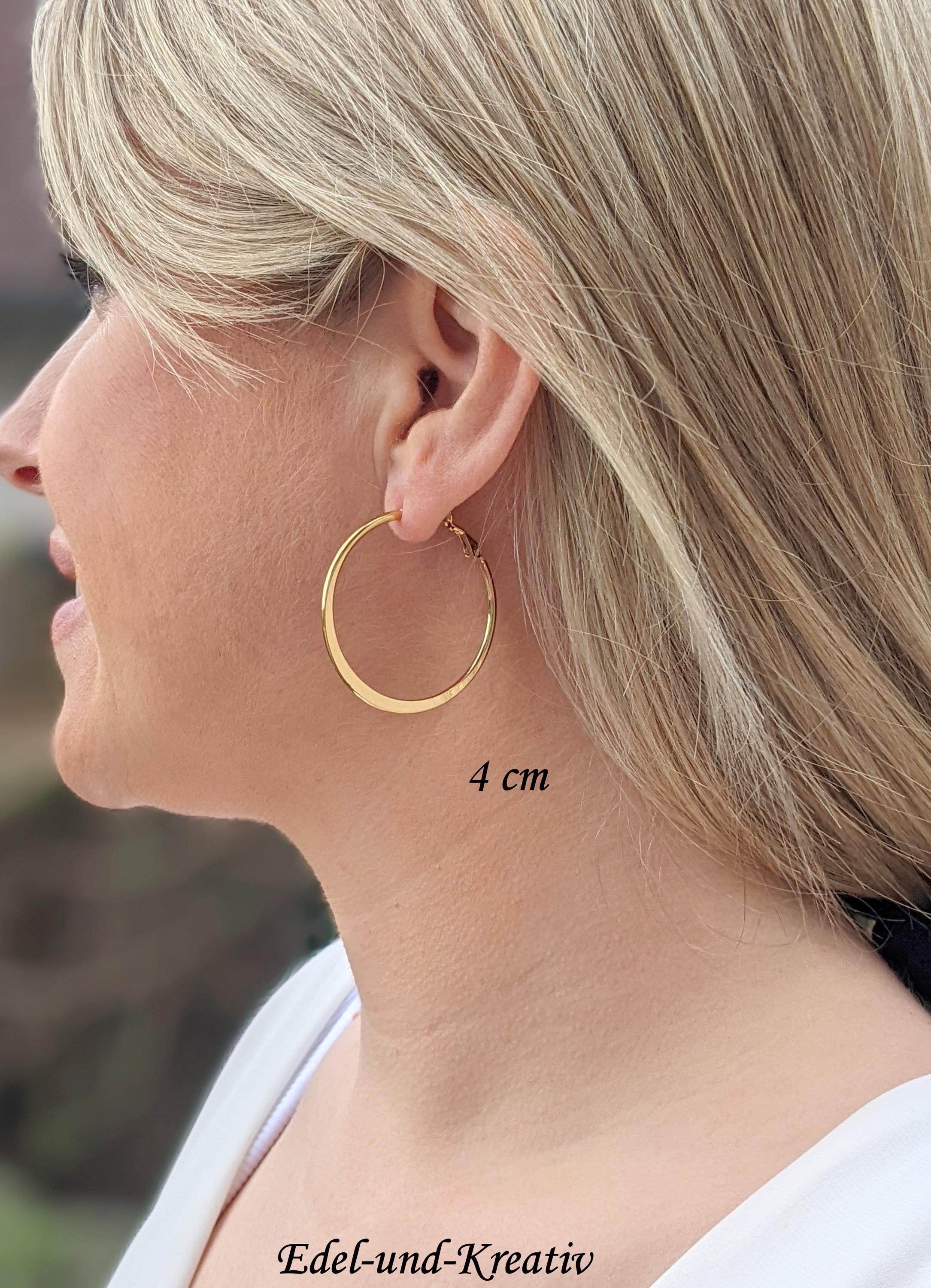 VIWIND Damen Creolen 14K Vergoldet – Klassische Gold-Ohrringe 4mm Mit Schmuckschatulle, Perfekt Als Geschenk