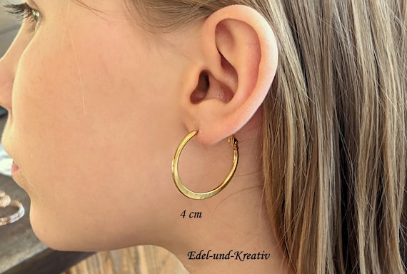 Boucles D'Oreilles Créoles Torsadées – Acier Inoxydable Plaqué Or – 4 Cm – Femme