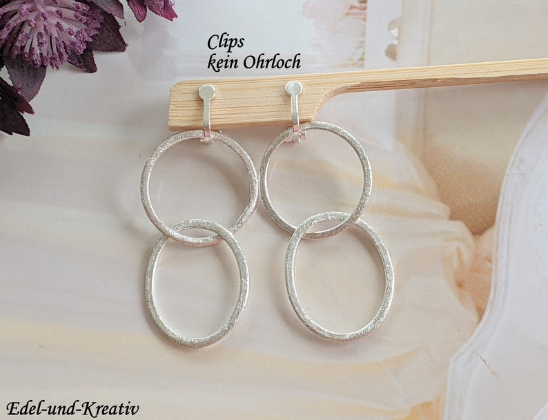 Earrings 2 or 3 rings bubble, 925 silver hooks, silver rings, link earrings, large circles, silver-plated rings, long XL earrings 8 cm, statement image 10