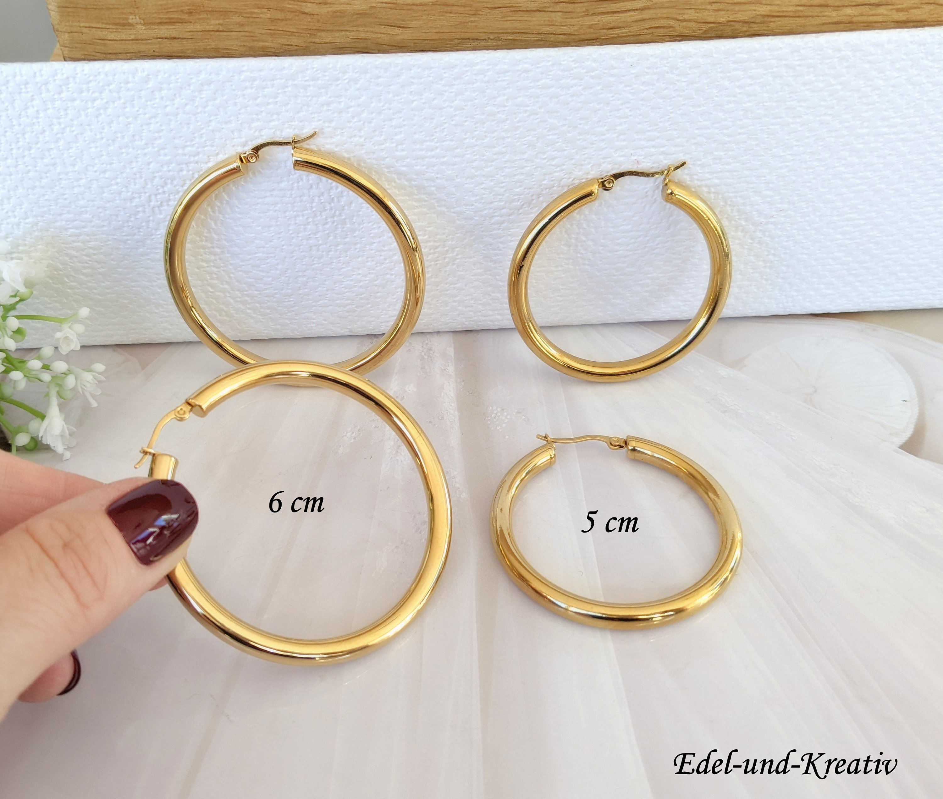 Dicke Creolen Ohrringe Aus 14K Vergoldetem Messing – Ährenform, Hypoallergen & Elegant Für Damen