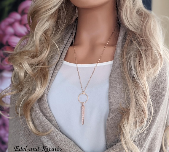 rose gold dress necklace Y Lariat Back Jewelry Clip main image 1