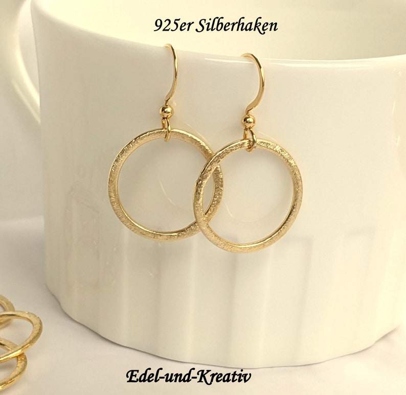 Kette Gold,Ringe matt gebürstete,Collier vergoldet,Statementkette,kurze Goldkette,kleine Goldringe,edle Gliederkette,bubbles,Halskette, NEU Bild 10