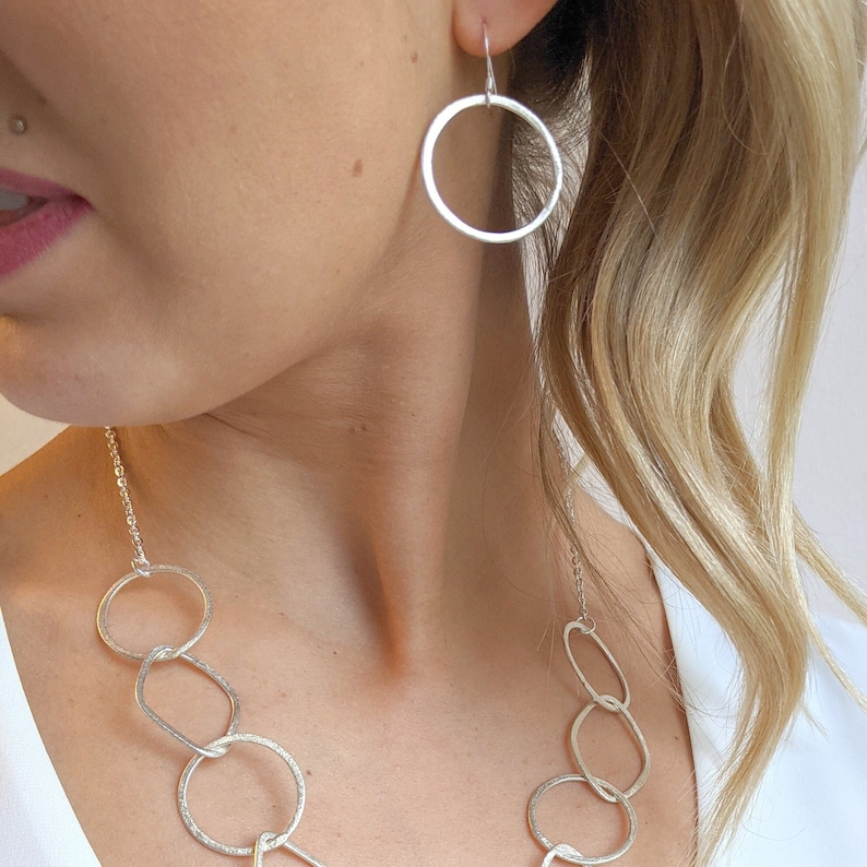 Earrings large silver-plated ring, 925 silver hooks, 5 sizes, silver rings, trendy link earrings, circle, minimal, statement earrings, hoop earrings Ring+Haken