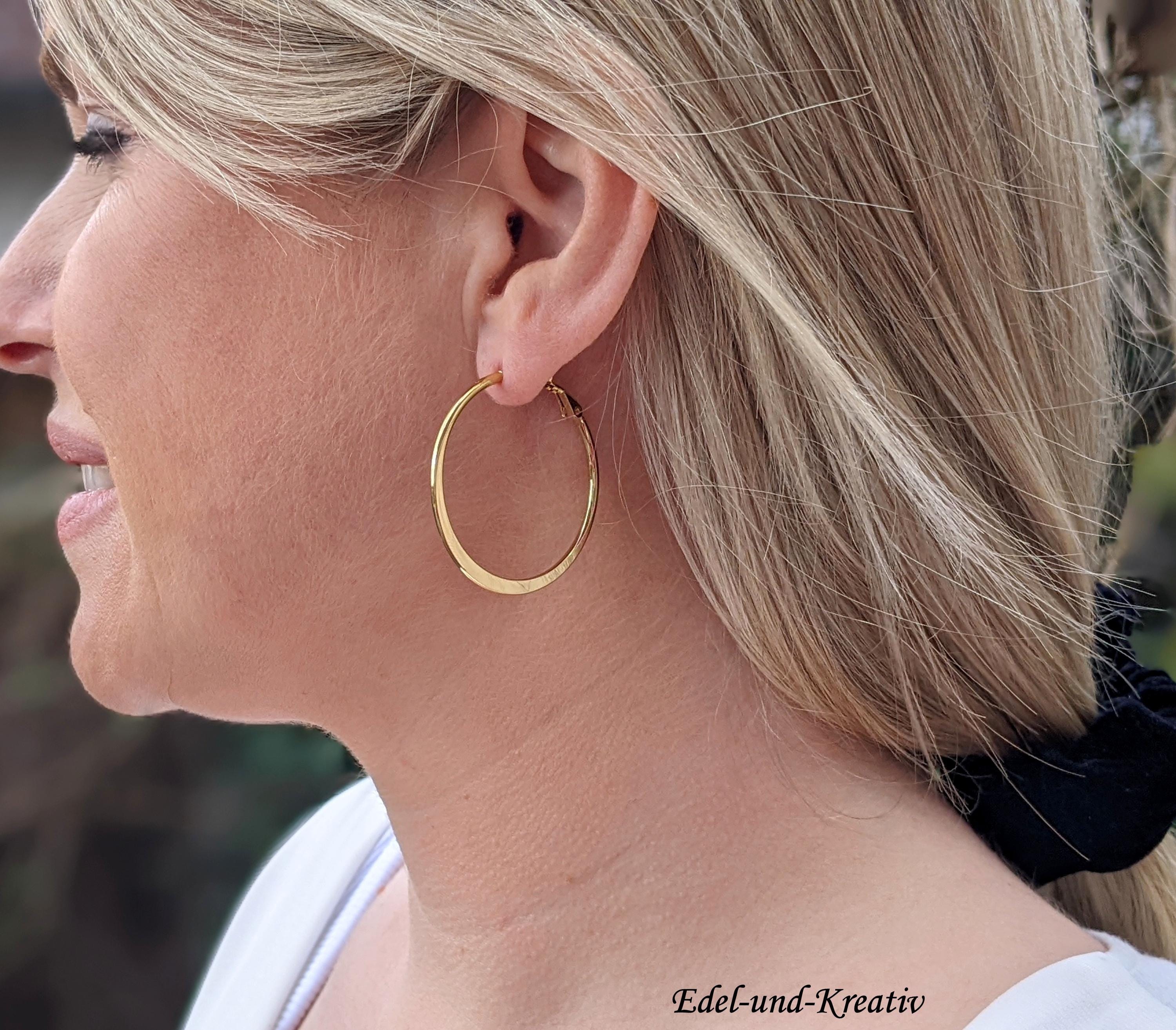 Boucles D'Oreilles Créoles Torsadées – Acier Inoxydable Plaqué Or – 4 Cm – Femme