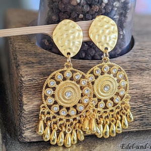 Orecchini Lunghi A Goccia Con Cristalli – A Clip, Senza Foro, Per Donna – Colore Chiaro, Lunghezza 6,9 Cm, Confezione Regalo - 2