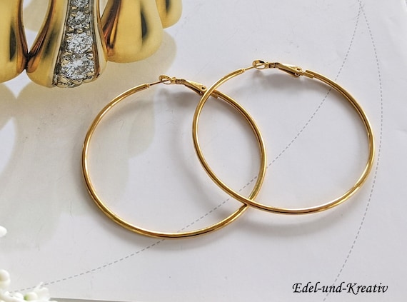 Hoop Earrings Rose Gold 3 Cm or 6 Cm Rose Gold plated Stainless Steel Earrings Rings Large Eyelets for Every Day Children s Jewelry Trend Large Earrings XXL Etsy Canada