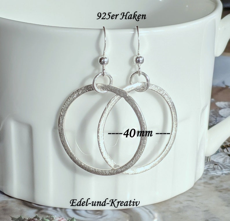 Earrings large silver-plated ring, 925 silver hooks, 5 sizes, silver rings, trendy link earrings, circle, minimal, statement earrings, hoop earrings image 6