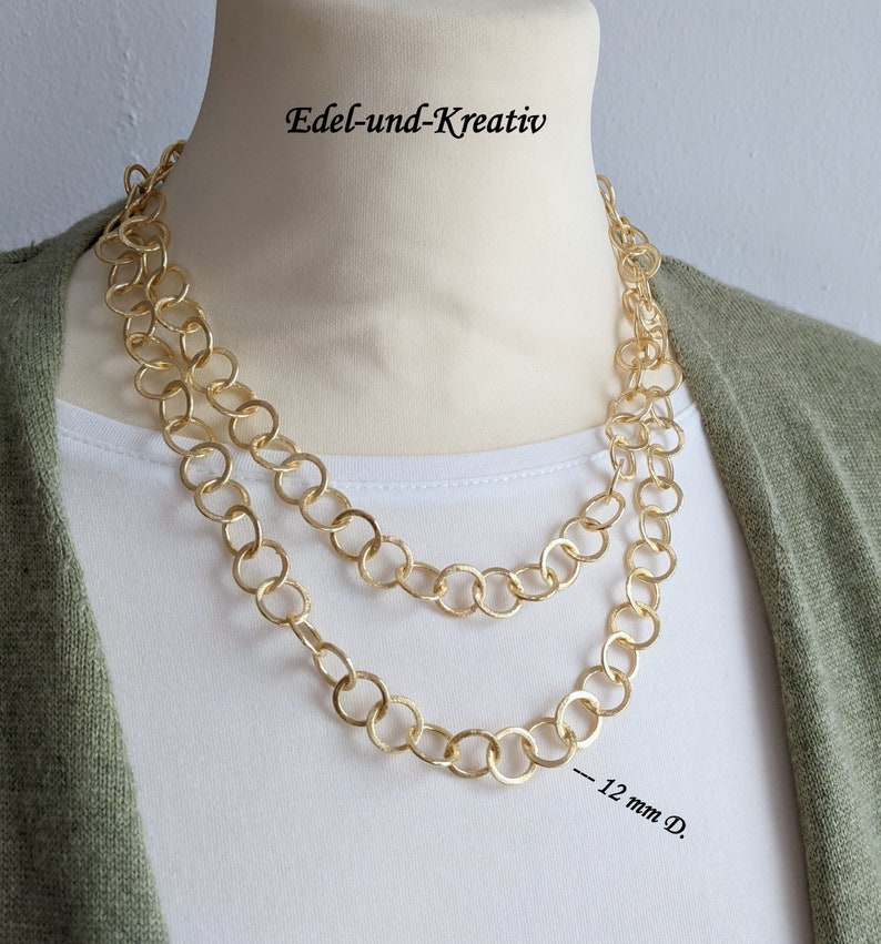 Kette Gold,Ringe matt gebürstete,Collier vergoldet,Statementkette,kurze Goldkette,kleine Goldringe,edle Gliederkette,bubbles,Halskette, NEU Bild 5