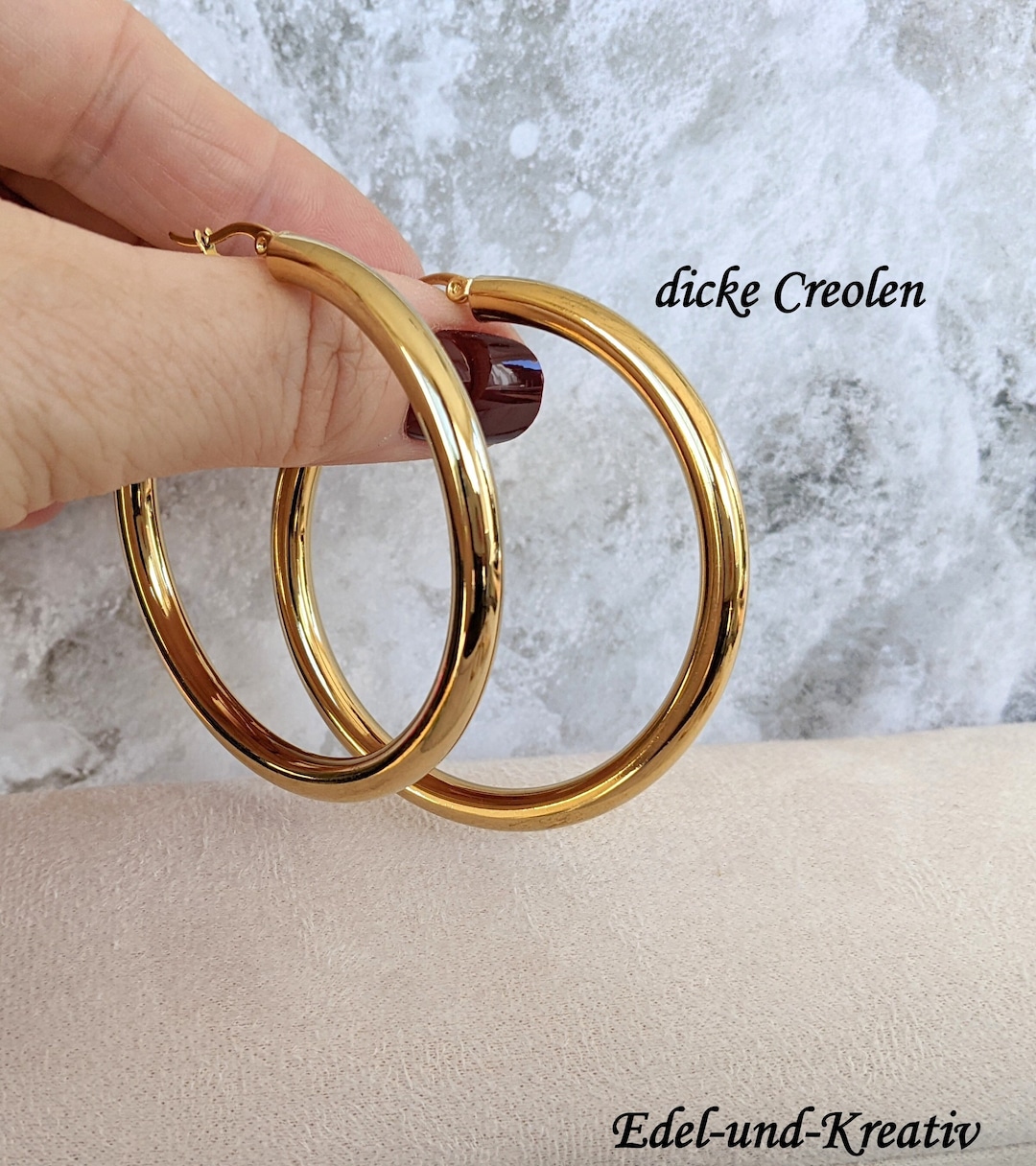 Large Gold Hoop Earrings For Women - 10k Gold Plated Stainless Steel, Big Hoops 60mm To 100mm, 2-Pair Set With Gold & Silver
