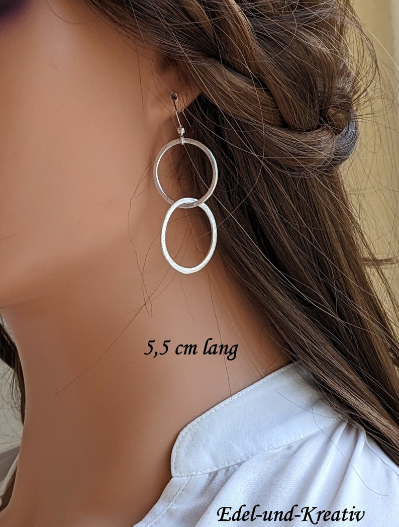 Earrings 2 or 3 rings bubble, 925 silver hooks, silver rings, link earrings, large circles, silver-plated rings, long XL earrings 8 cm, statement 5.5 Centimetres