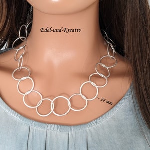 lange Gliederkette Silber matt gebürstete,Trendkette mit Anhänger,Kreise,80cm Kette,Kette für Anhänger,Collier versilbert,Kette Silber Ringe Bild 4