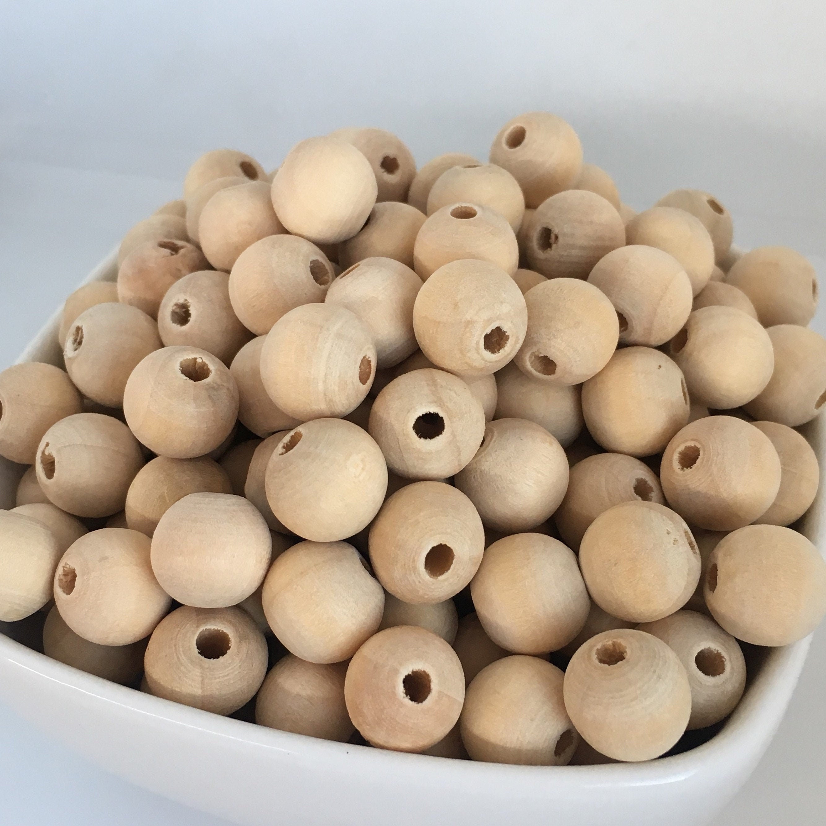 12x10mm Round Wooden Beads, Natural Unpainted Smooth Wood Bead, 50 Pieces  Beads 