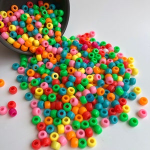 200X Pieces Mixed Multi Colour Rainbow Pony Beads 8x6mm Acrylic Plastic