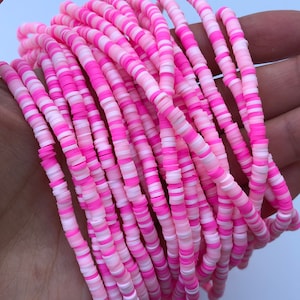 Mixed Pink Polymer Clay Disc Beads 330pcs Strand Katsuki Bead 4mm