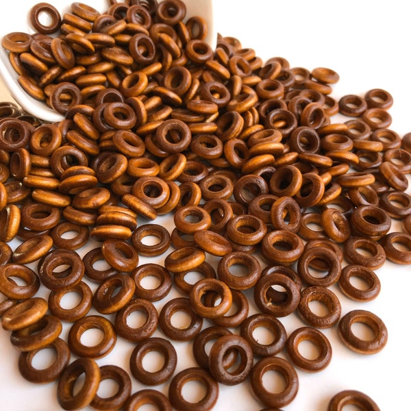 50pcs Round Honey Brown Wooden Ring Link Circle 12mm Donut Wood Bead