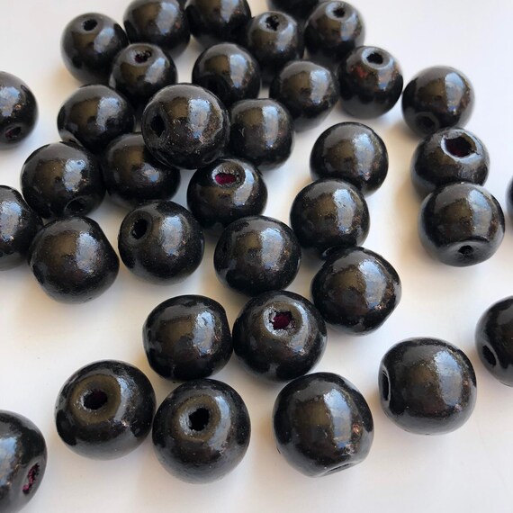 Black Wood Beads, Large Hole, 20mm