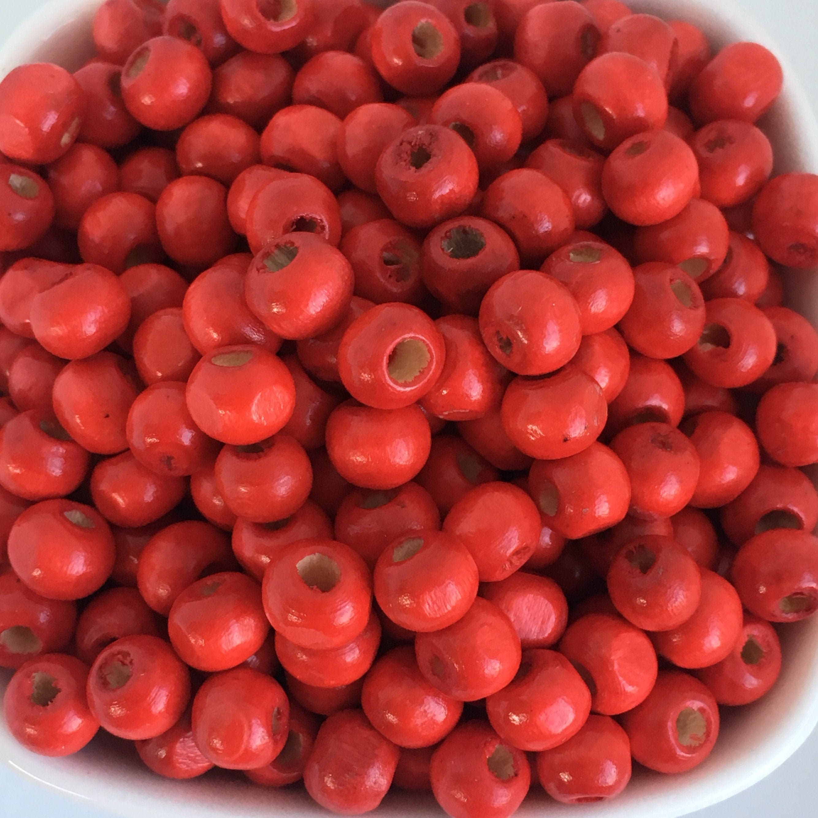 100pcs Red Wooden Beads 7x5mm Rondelle Wood Bead For DIY Macrame Craft