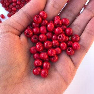 150pcs Red Wood Bead, Rondelle Round Wooden Beads, 8.5x6.5mm Spacer Beads