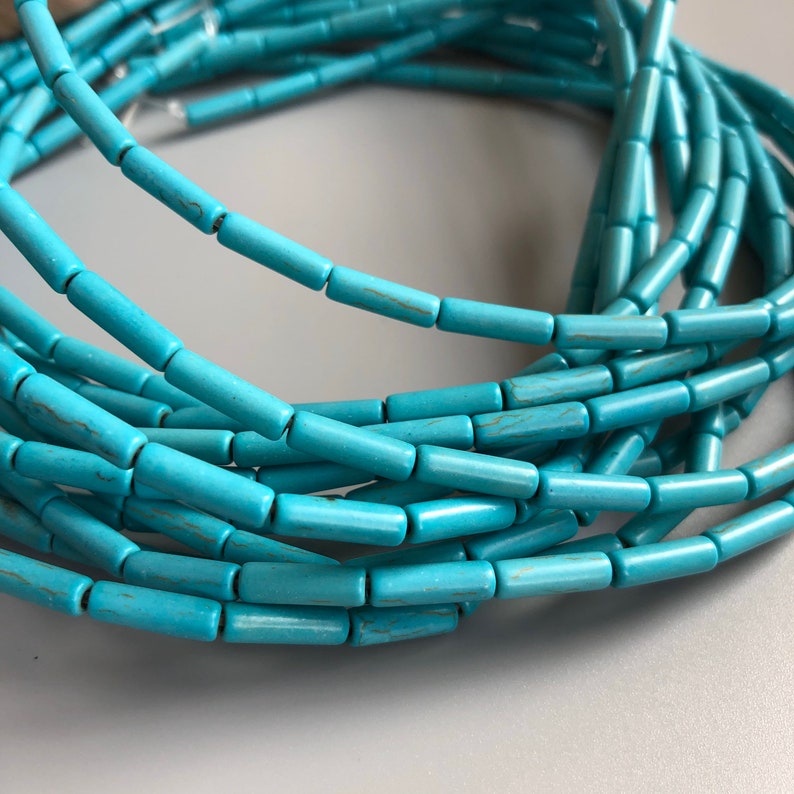 32pcs Turquoise Tube Beads 12x4mm Howlite Jewellery Craft Etsy