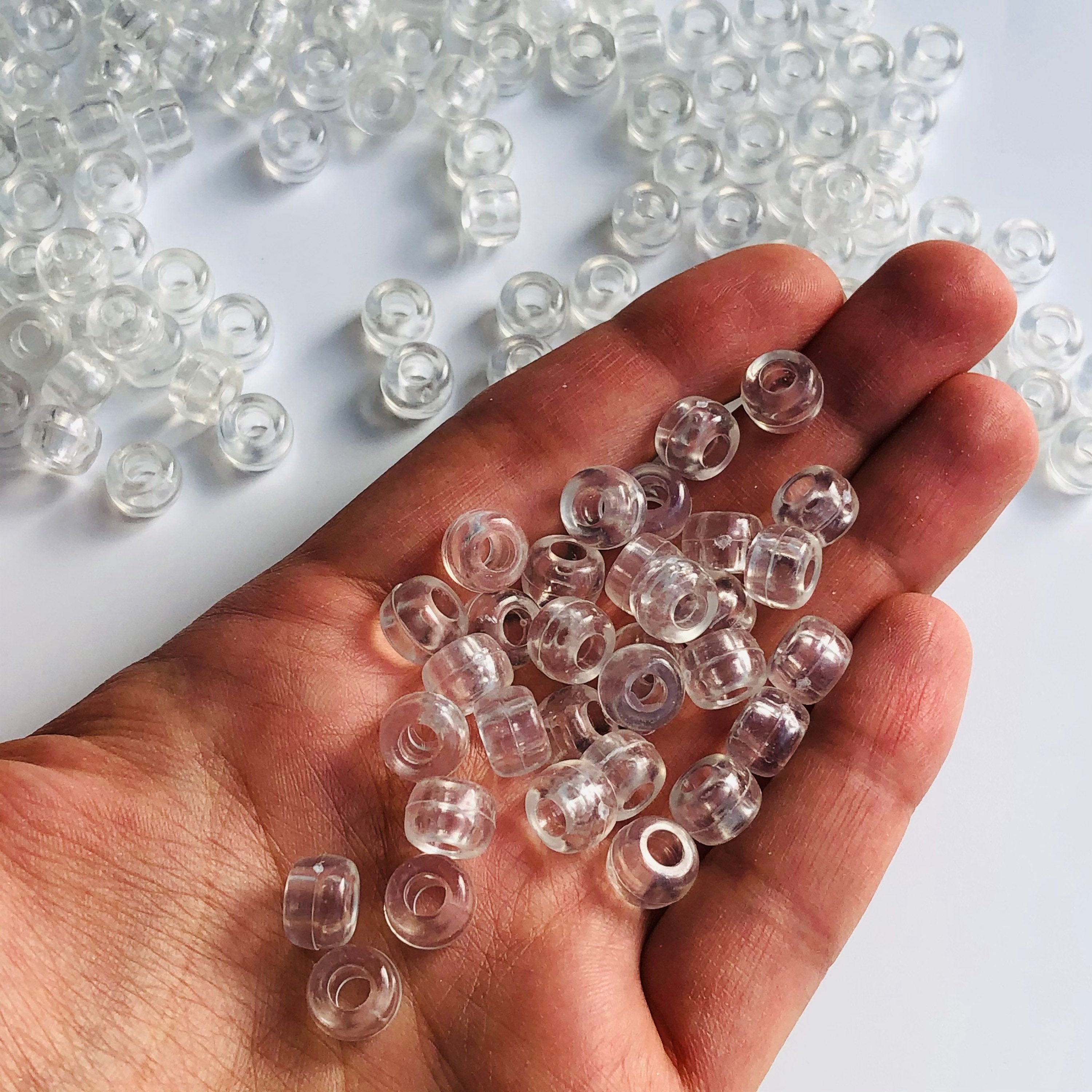 150X Pieces Clear Pony Beads 9x6mm Acrylic Plastic Hair Bead Etsy