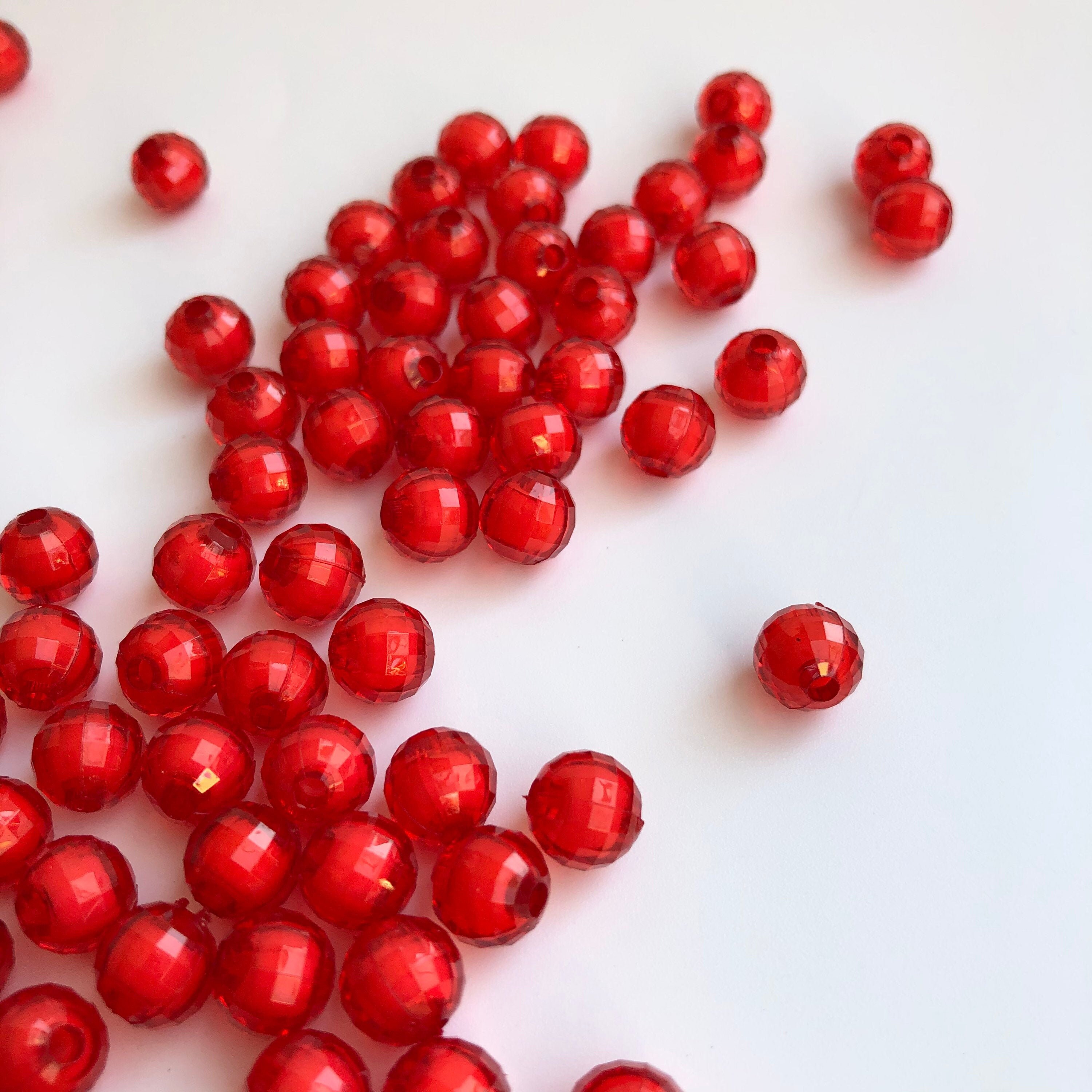 8mm Round Red Faceted Plastic Beads Set of 100 Pieces Etsy