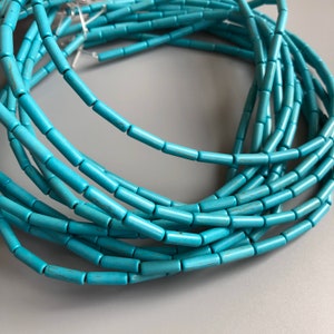 32pcs Turquoise Tube Beads 12x4mm Howlite Jewellery Craft Spacer Bead 38cm Strand