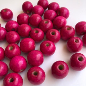 Grandes perles en bois rose de 20mm, perles artisanales en macramé, trou rond de 5mm, vente en gros