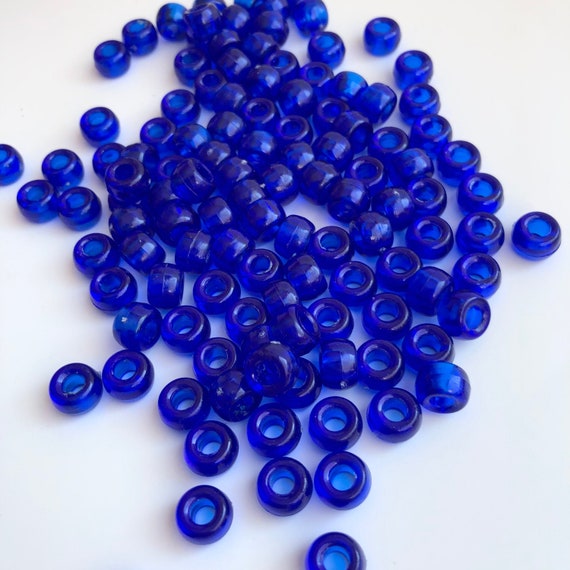 150X Pieces Royal Electric Blue Pony Beads 9x6mm Acrylic Plastic