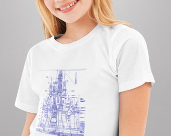 Cinderella Castle Blueprint Kids T-Shirt | Disney World Youth Gift | Vintage Disney Shirt | Disney Shirt for Kids | Magic Kingdom | Unisex