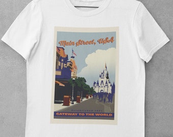 T-shirt Main Street USA, affiche de voyage vintage Magic Kingdom