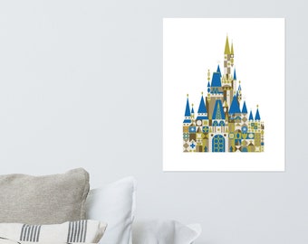 Mary Blair Cinderella Castle Poster | Walt Disney World Small World Style Castle | Disney Home Retro 1964 Artist