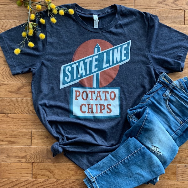 Vintage State Line Potato Chips Sign Shirt | Western Massachusetts | New England | Retro Shirt | Springfield MA | Unisex T-Shirt