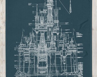 Cinderella Castle Blueprint Throw Blanket | Walt Disney World Home | Disney Snuggle Comfy