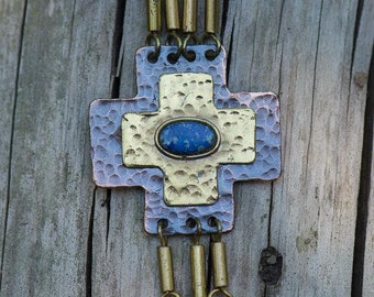 Halskette Kupfer mit Lapislazuli 'Cruces'