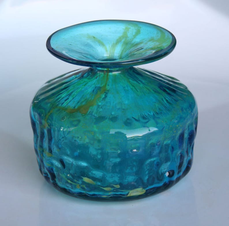 Handgemachter Glas-Kürbis 5.12 Zoll Blau – Mundgeblasene Herbstdéko Für Halloween