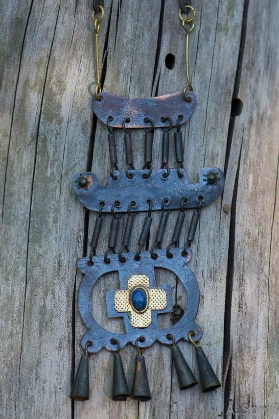 Halskette Kupfer mit Lapislazuli 'Trapes'