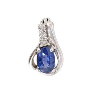 14Kt White Gold Blue Sapphire Necklace, Blue Sapphire Diamond Pendant, Sapphire Pendant, September Birthstone Necklace, SHIPS NEXT DAY