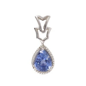 Pear cut Natural Blue Sapphire Pendant Necklace - 14K Solid White Gold September Birthstone Genuine Gemstone Pendant - Birthday Gift