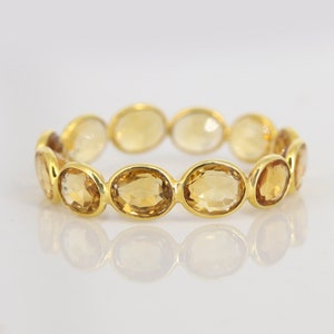 Citrine Ring, Eternity Band Ring, Chakra Ring, 18k Solid Yellow Gold Unisex Ring, Gold Citrine Ring Full eternity Citrine Ring