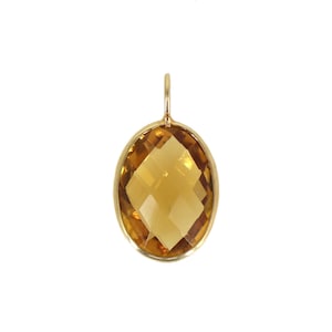 Solid 18K Gold Pendant, Natural Citrine Pendant, November Birthstone Necklace, Charm Pendant, Minimalist Solitaire Pendant, Valentine Gifts