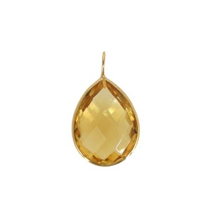 Natural Citrine Pendant in Solid 18K Gold, November Birthstone Necklace, Charm Pendant, Minimalist Solitaire Pendant, Valentine Gifts