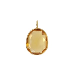 Solid 18K Citrine Gold Pendant, November Birthstone Pendant, Charm Gold Pendant, Valentine Gifts, Bezel Set Citrine Gold Pendant