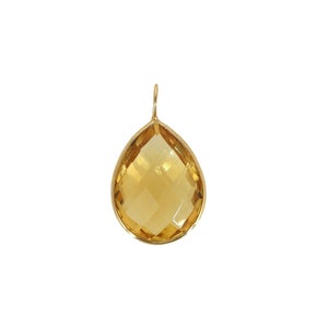 Natural Citrine Pendant, Solid 18K Gold Pendant, November Birthstone Necklace, Charm Pendant, Minimalist Solitaire Pendant, Valentine Gifts